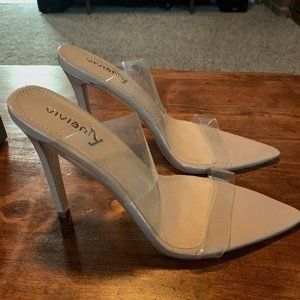Vivian Clear Nude Heels Sz 7 - Never Worn
